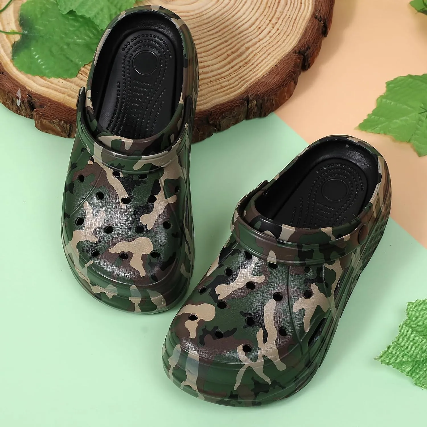 Platform Graphic Clogs for Women: Summer Garden Shoes - Slip On Beach Sandals - Outdoor Water Slippers with Removable Insole