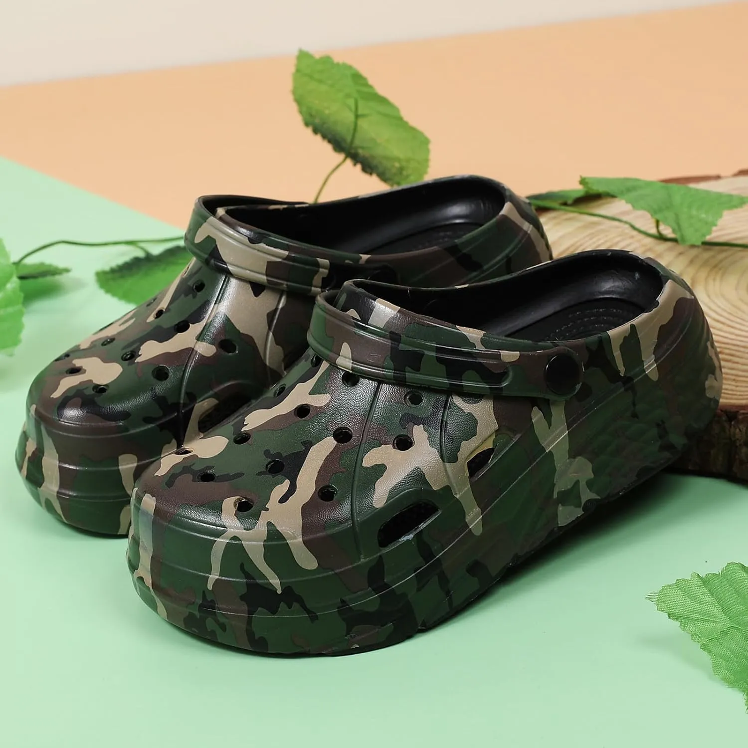 Platform Graphic Clogs for Women: Summer Garden Shoes - Slip On Beach Sandals - Outdoor Water Slippers with Removable Insole