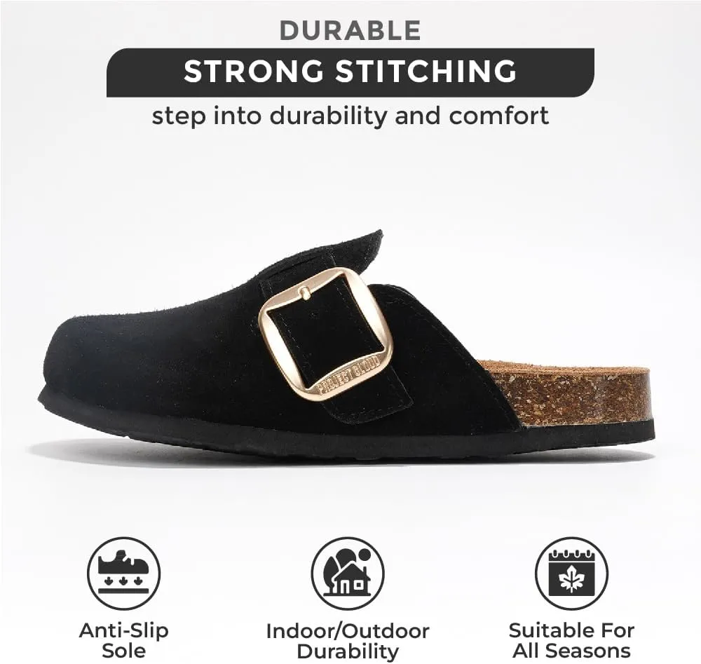 Project Cloud Genuine Leather Clogs for Women Shoes - Memory Foam Insole, Non-Slip & Natural Cork Footbed Womens Clogs and Mules 2025 (Manchester)