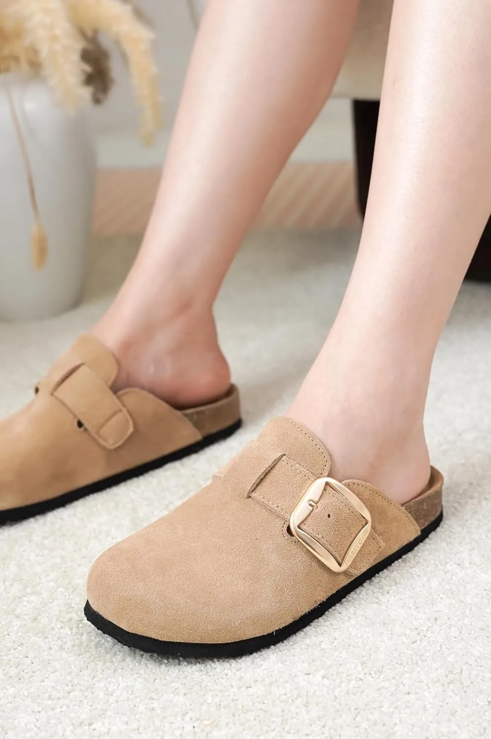 Project Cloud Genuine Leather Clogs for Women Shoes - Memory Foam Insole, Non-Slip & Natural Cork Footbed Womens Clogs and Mules 2025 (Manchester)