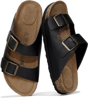 Project Cloud Genuine Leather Flat Sandals Beach Essentials Womens Sandals Memory Foam Vacation Essentials Slides for Women Footwear (Venita)