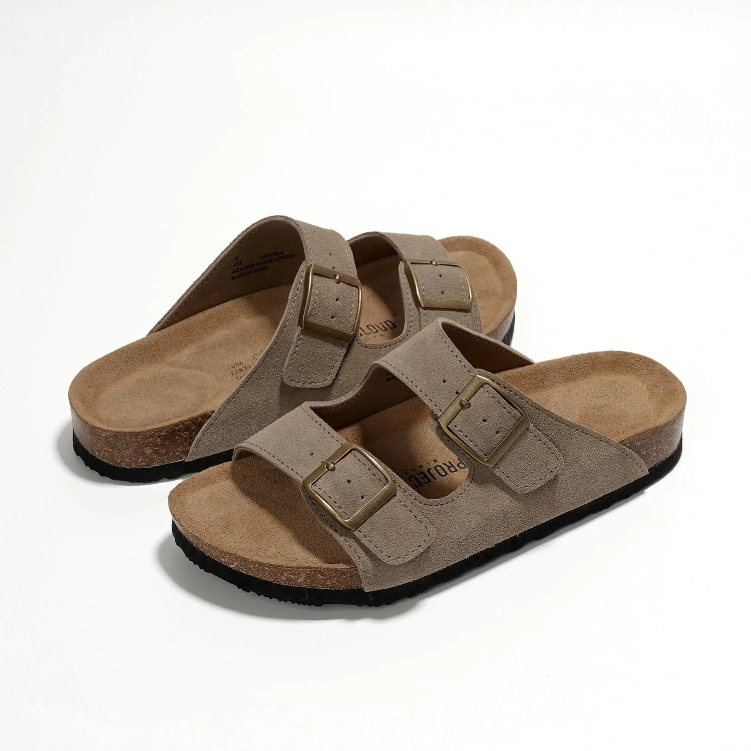 Project Cloud Genuine Leather Flat Sandals Beach Essentials Womens Sandals Memory Foam Vacation Essentials Slides for Women Footwear (Venita)
