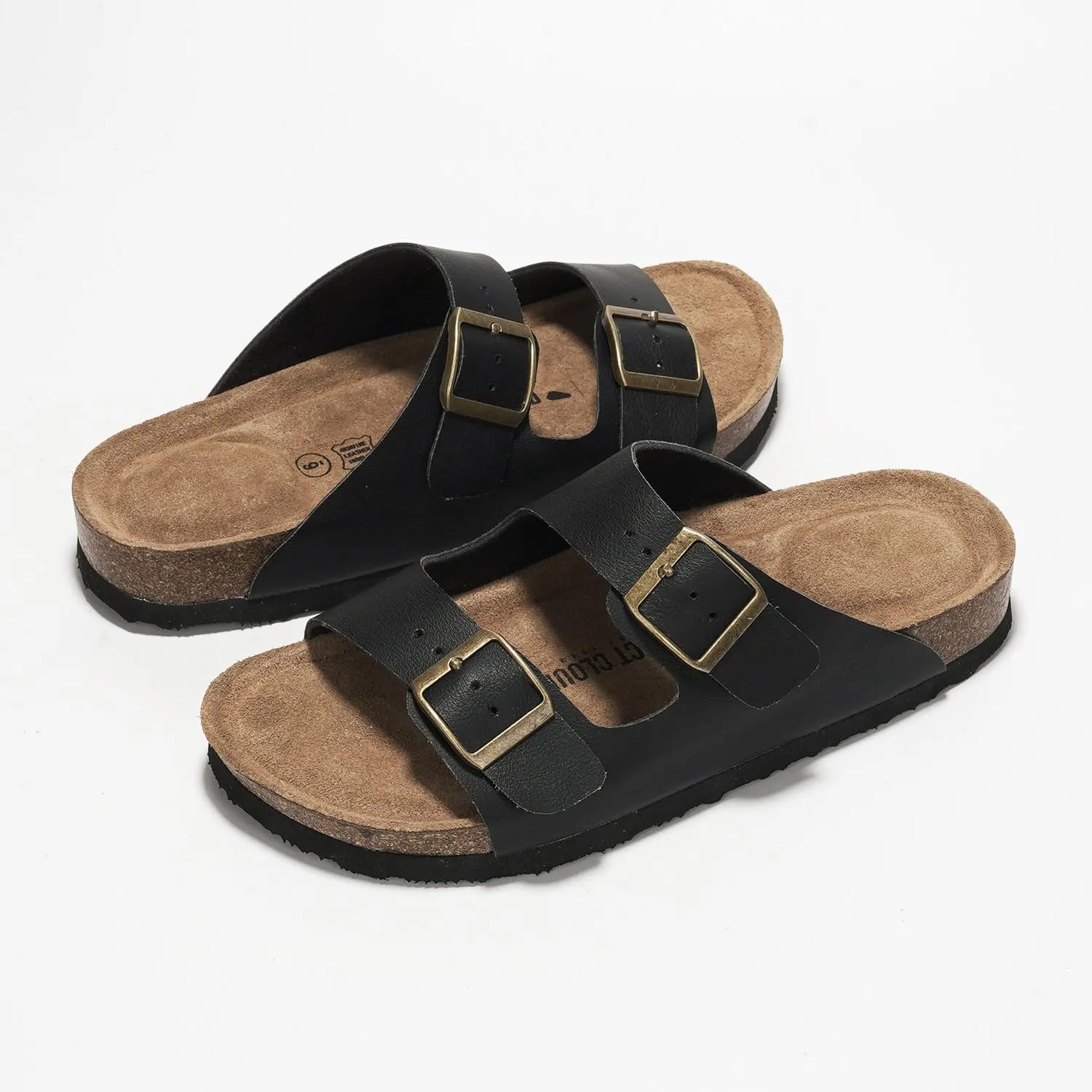 Project Cloud Genuine Leather Flat Sandals Beach Essentials Womens Sandals Memory Foam Vacation Essentials Slides for Women Footwear (Venita)