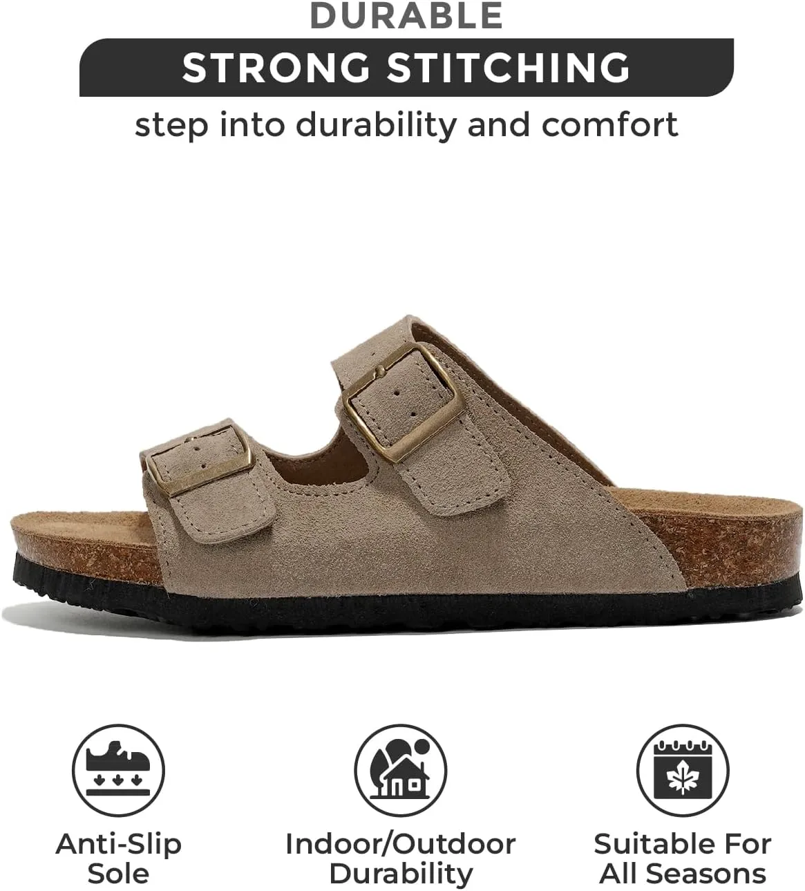 Project Cloud Genuine Leather Flat Sandals Beach Essentials Womens Sandals Memory Foam Vacation Essentials Slides for Women Footwear (Venita)