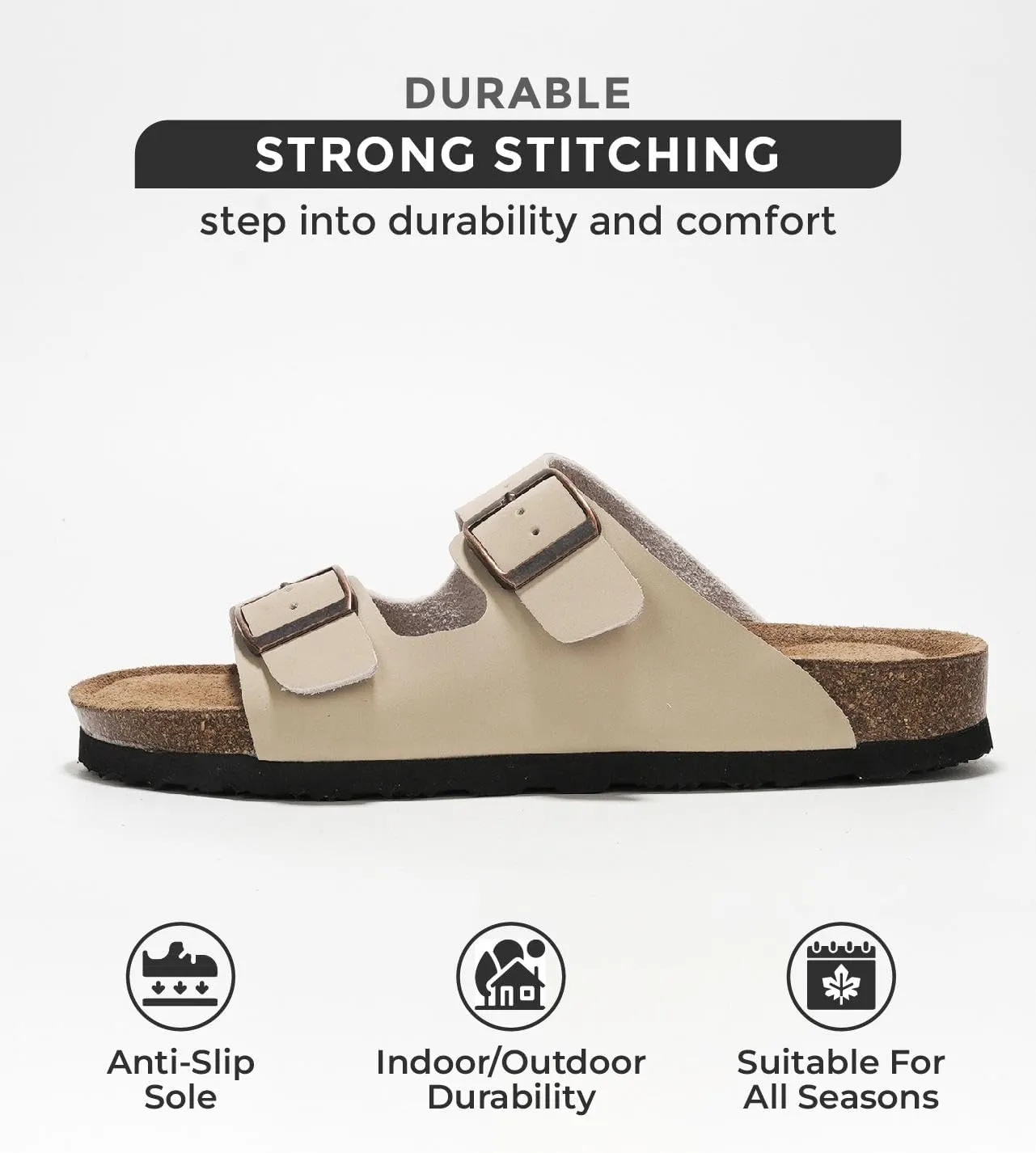 Project Cloud Genuine Leather Flat Sandals Women Beach Essentials Womens Sandals Memory Foam Vacation Essentials Slides for Women Footwear (Venita)
