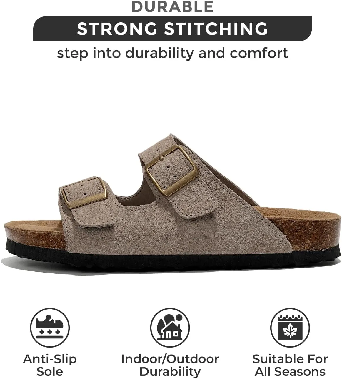 Project Cloud Genuine Leather Flat Sandals Women Beach Essentials Womens Sandals Memory Foam Vacation Essentials Slides for Women Footwear (Venita)