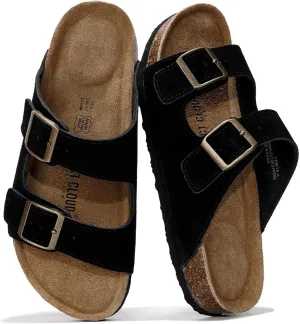 Project Cloud Genuine Leather Flat Sandals Women Beach Essentials Womens Sandals Memory Foam Vacation Essentials Slides for Women Footwear (Venita)