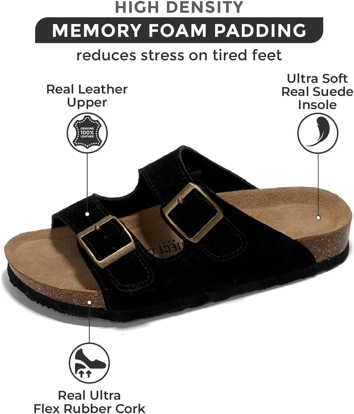 Project Cloud Genuine Leather Flat Sandals Women Beach Essentials Womens Sandals Memory Foam Vacation Essentials Slides for Women Footwear (Venita)