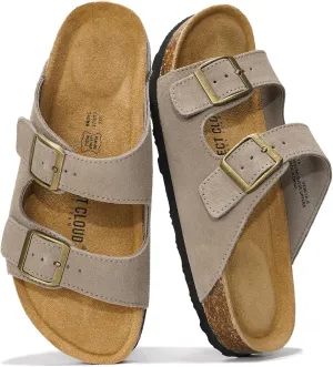 Project Cloud Genuine Leather Flat Sandals Women Beach Essentials Womens Sandals Memory Foam Vacation Essentials Slides for Women Footwear (Venita)
