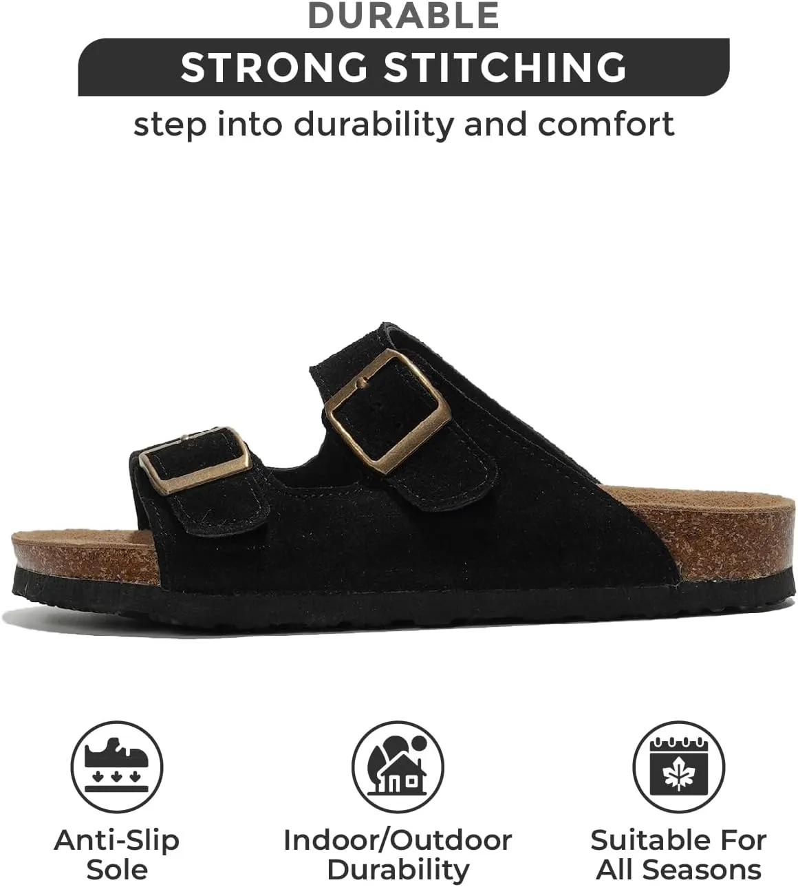 Project Cloud Genuine Leather Flat Sandals Women Beach Essentials Womens Sandals Memory Foam Vacation Essentials Slides for Women Footwear (Venita)