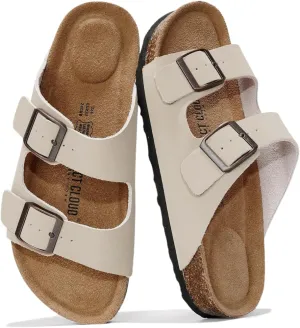 Project Cloud Genuine Leather Flat Sandals Women Beach Essentials Womens Sandals Memory Foam Vacation Essentials Slides for Women Footwear (Venita)