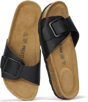 Project Cloud Genuine Leather Sandals Women Dressy Summer Beach Essentials - Flip Flops & Slides with Memory Foam Insole Womens Sandals Comfortable Footwear