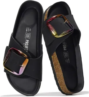 Project Cloud Genuine Leather Sandals Women Dressy Summer Beach Essentials - Flip Flops & Slides with Memory Foam Insole Womens Sandals Comfortable Footwear