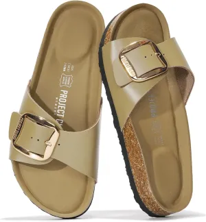 Project Cloud Genuine Leather Sandals Women Dressy Summer Beach Essentials - Flip Flops & Slides with Memory Foam Insole Womens Sandals Comfortable Footwear