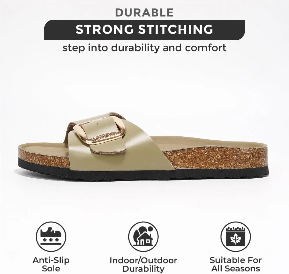 Project Cloud Genuine Leather Sandals Women Dressy Summer Beach Essentials - Flip Flops & Slides with Memory Foam Insole Womens Sandals Comfortable Footwear
