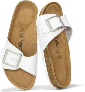Project Cloud Genuine Leather Sandals Women Dressy Summer Beach Essentials - Flip Flops & Slides with Memory Foam Insole Womens Sandals Comfortable Footwear