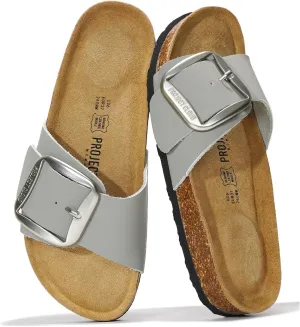 Project Cloud Genuine Leather Sandals Women Dressy Summer Beach Essentials - Flip Flops & Slides with Memory Foam Insole Womens Sandals Comfortable Footwear