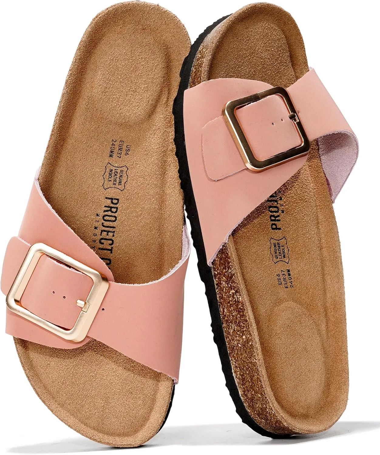 Project Cloud Genuine Leather Sandals Women Dressy Summer Beach Essentials - Flip Flops & Slides with Memory Foam Insole Womens Sandals Comfortable Footwear