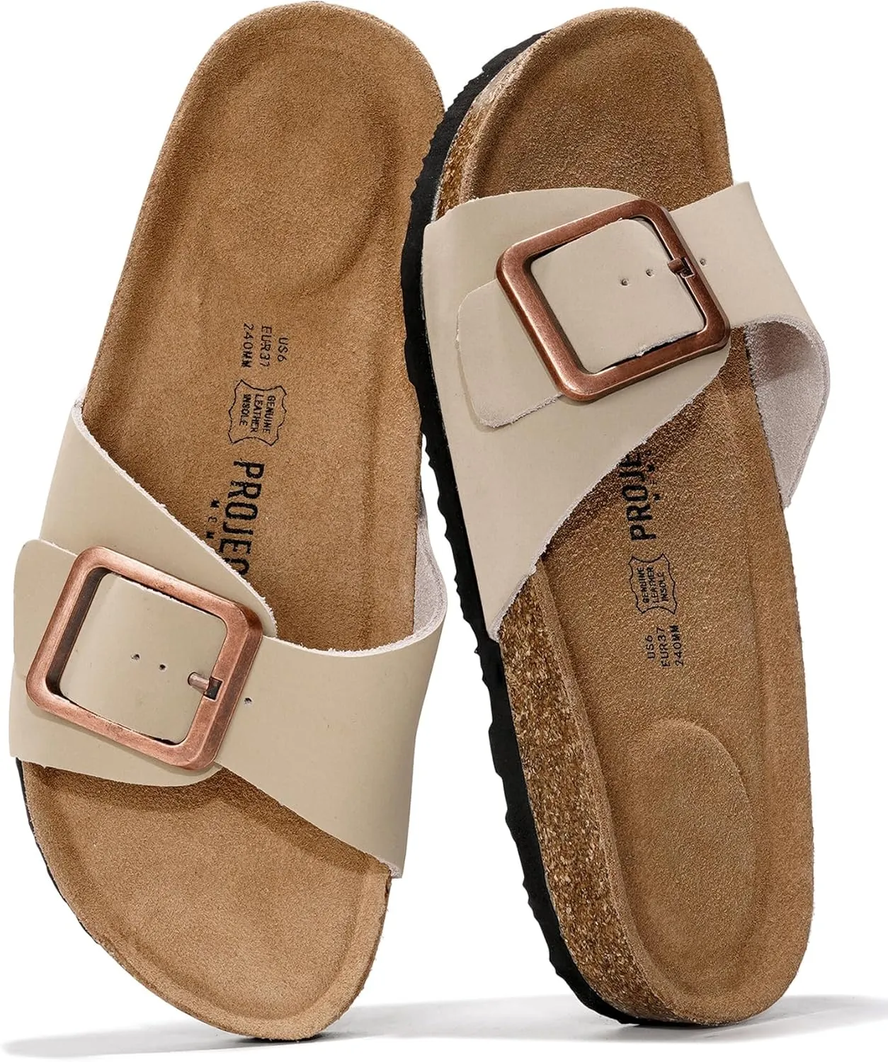 Project Cloud Genuine Leather Sandals Women Dressy Summer Beach Essentials - Flip Flops & Slides with Memory Foam Insole Womens Sandals Comfortable Footwear