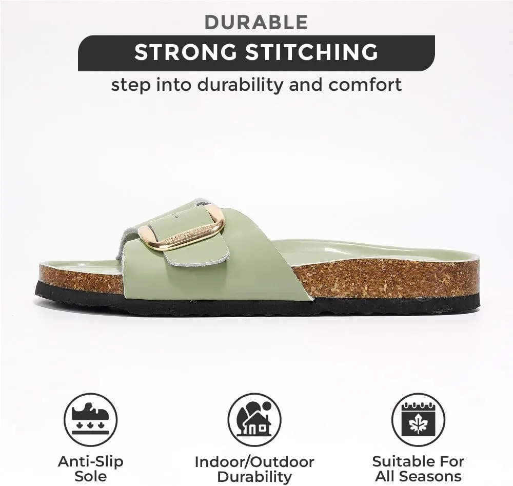 Project Cloud Genuine Leather Sandals Women Dressy Summer Beach Essentials - Flip Flops & Slides with Memory Foam Insole Womens Sandals Comfortable Footwear