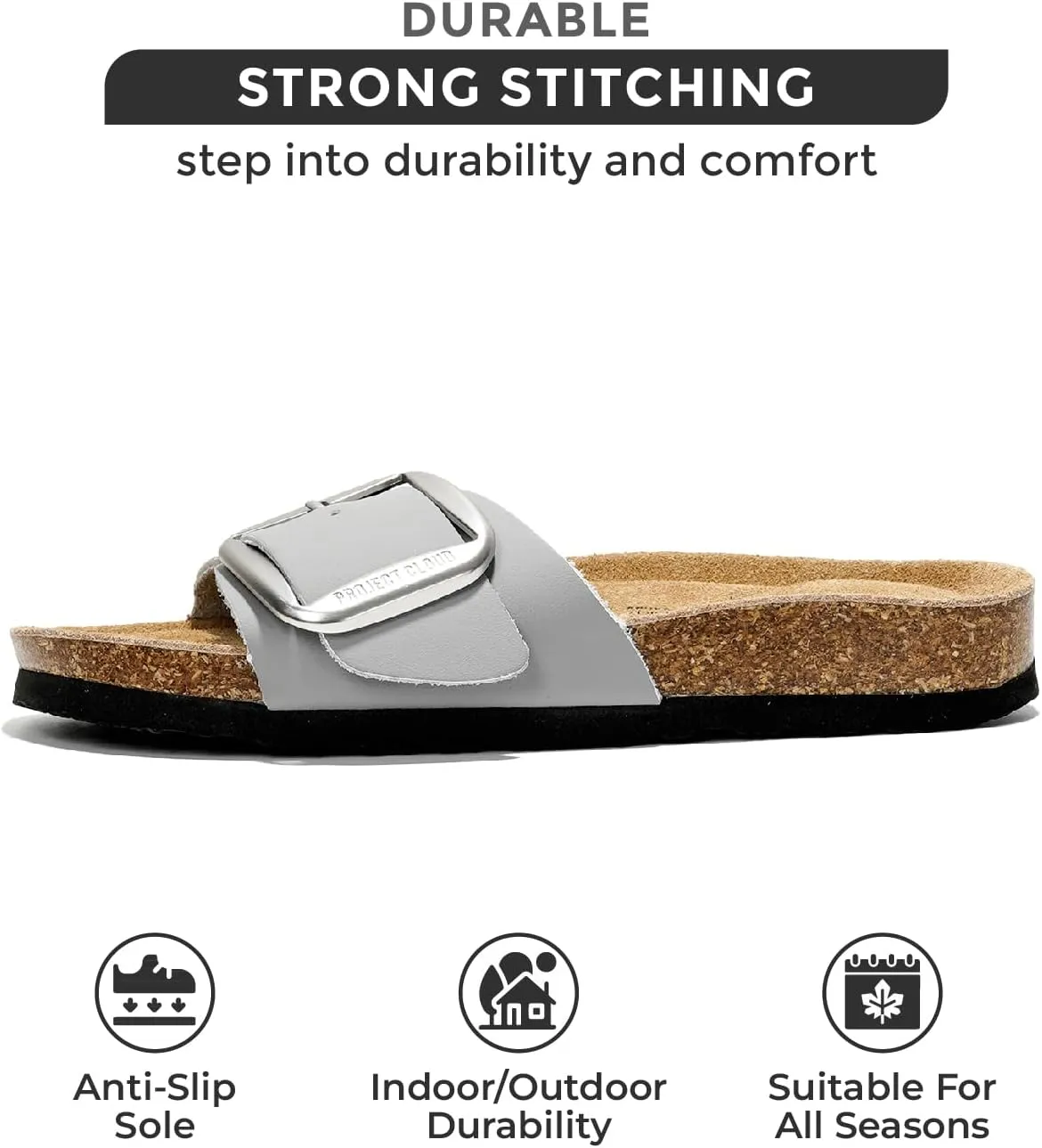 Project Cloud Genuine Leather Sandals Women Dressy Summer Beach Essentials - Flip Flops & Slides with Memory Foam Insole Womens Sandals Comfortable Footwear