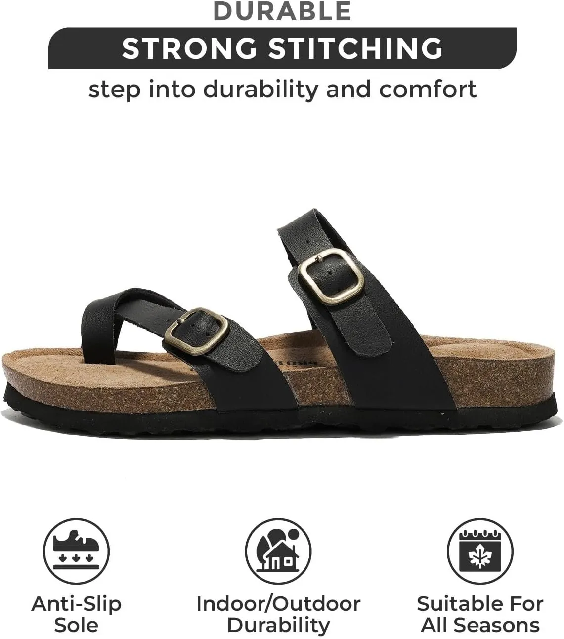 Project Cloud Genuine Leather Womens Sandals - Comfortable Cork Footbed Slides with Memory Foam Beach Essential Summer Sandals For Women 2025 (Lian)