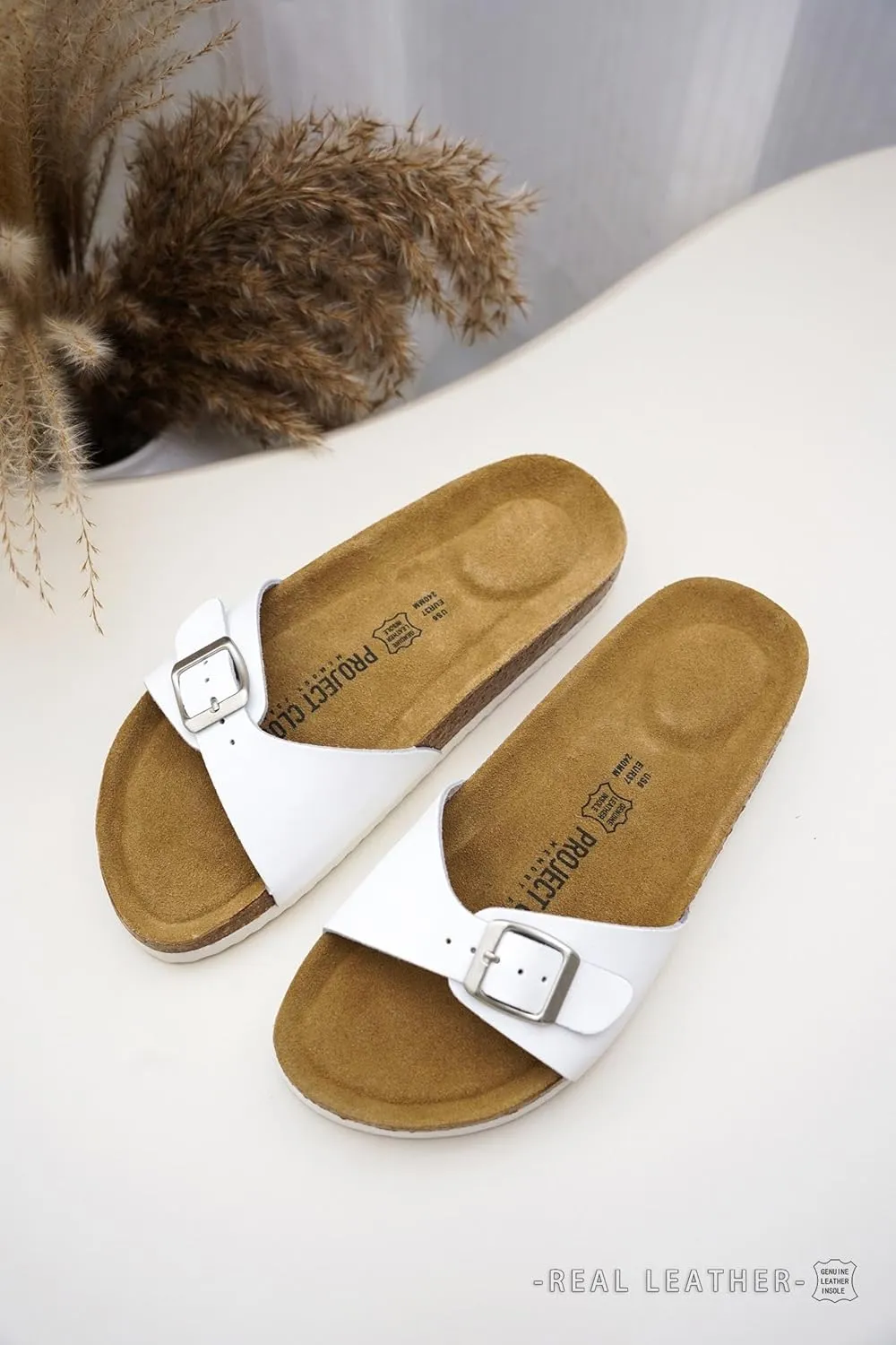 Project Cloud Genuine Leather Womens Sandals - Memory Foam Beach Essentials Womens Slippers - Perfect Summer Sandals for Women 2025 (Bahama)