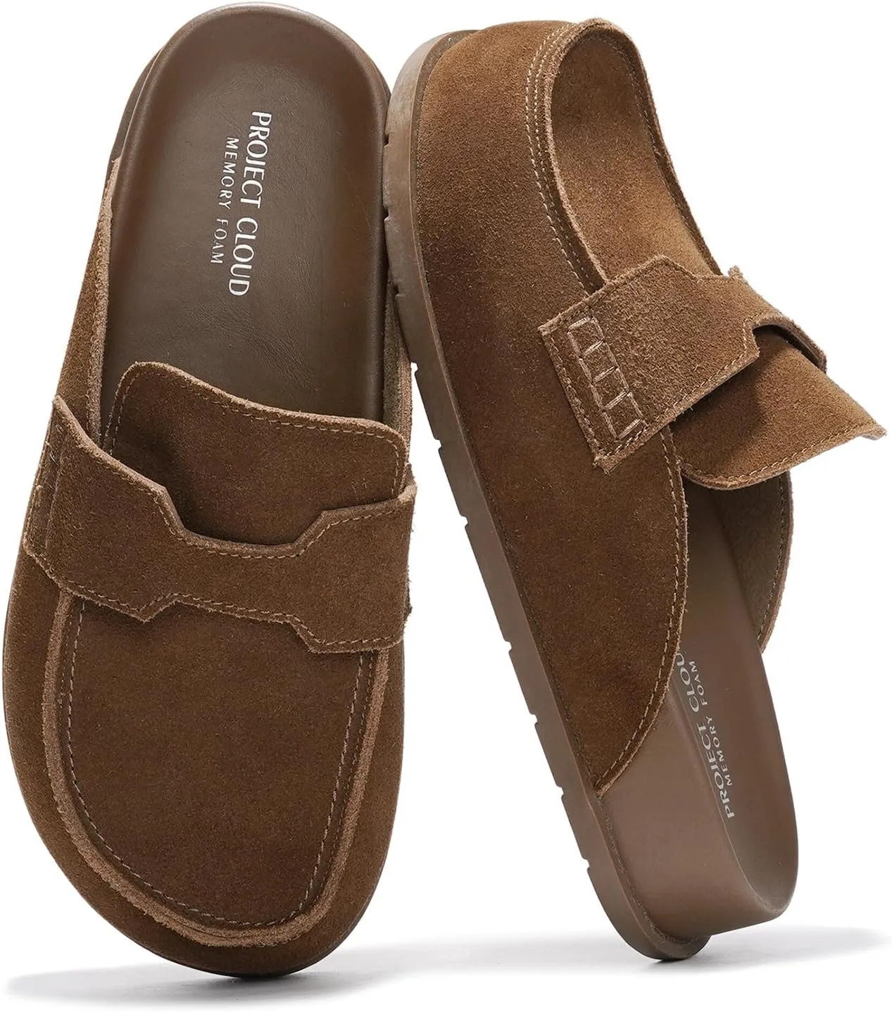 Project Cloud Genuine Suede Womens Clog - Memory Foam Arch Support Non-Slip Sole Mules & Clogs for Women Footwear - Platform Winter Shoes (Foamy)