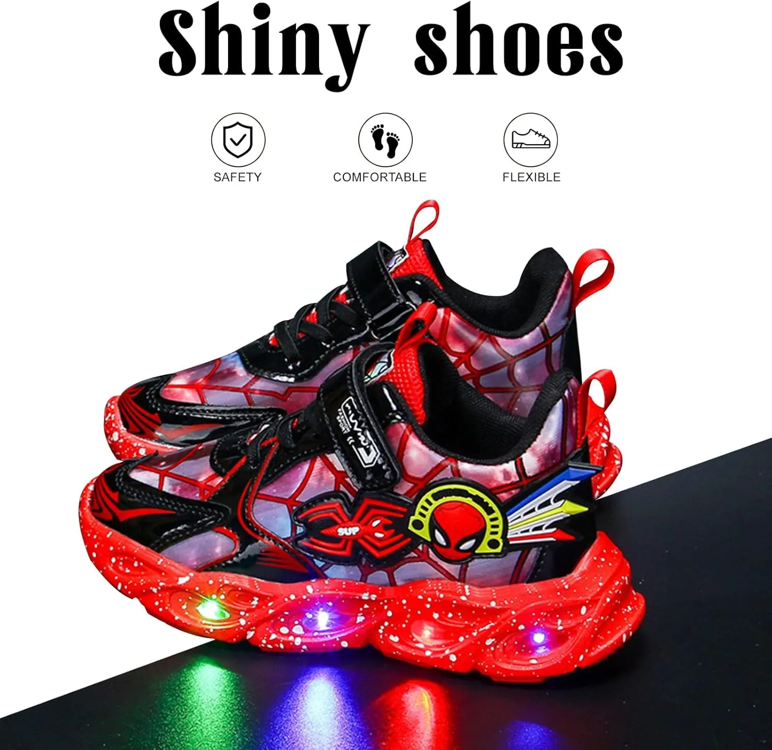 RAYCHY Children's Casual Shoes Boys Breathable Non-Slip Light Sneakers Unisex Luminous Sneakers for Girls Sport Running Shoes