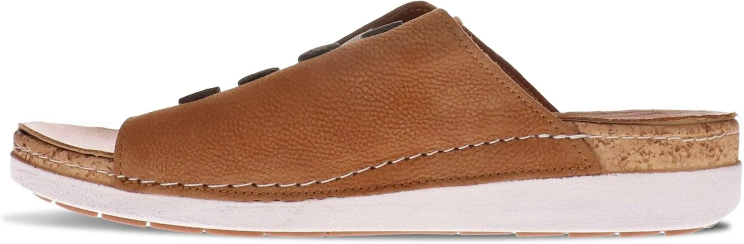 Revere Antalya Women's Slide Sandal - Premium Leather - Adjustable Elastic Detail - Arch Support - Removable Footbed