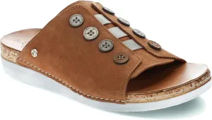 Revere Antalya Women's Slide Sandal - Premium Leather - Adjustable Elastic Detail - Arch Support - Removable Footbed