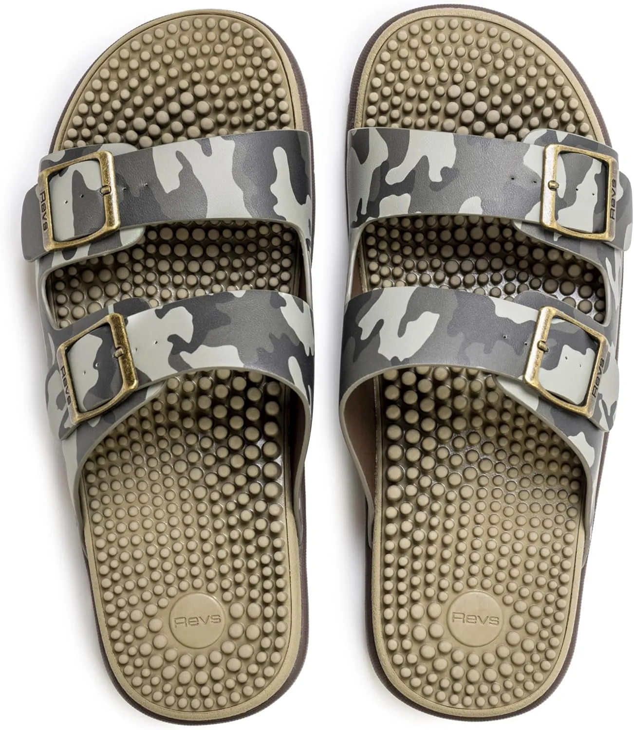Revs - Lochy - Men’s Double Strap Reflexology Massage Sandals