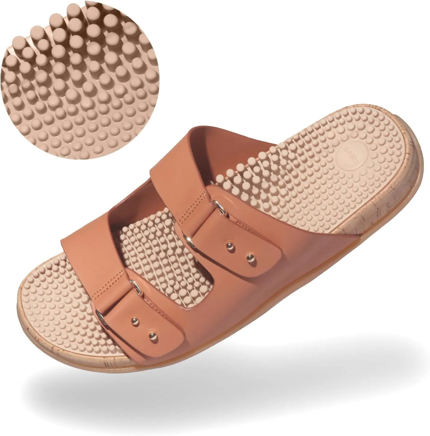 Revs Premium Reflexology & Acupressure Massage Sandals, Adjustable Strap, Cushion Comfort, Arch Support.