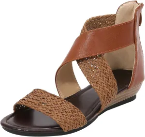 rismart Sandals for Women Open Toe Gladiator Criss Cross-Design Summer Sandals