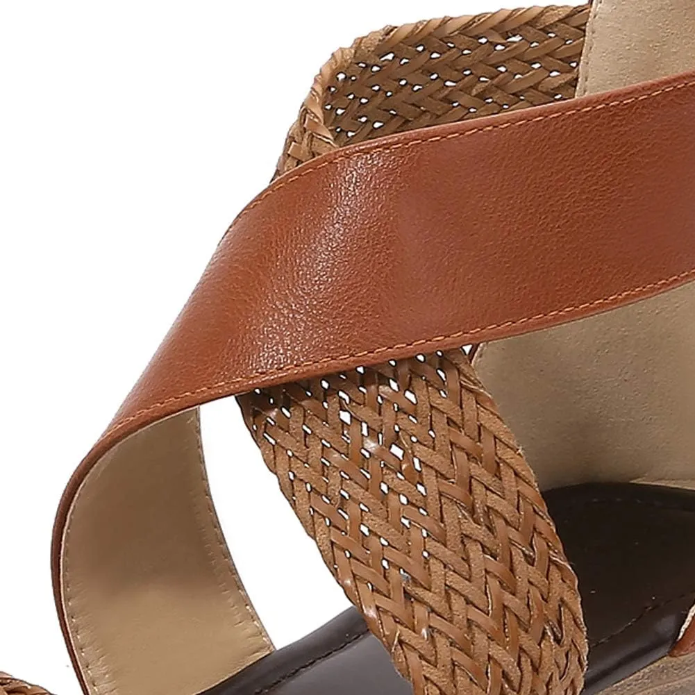 rismart Sandals for Women Open Toe Gladiator Criss Cross-Design Summer Sandals