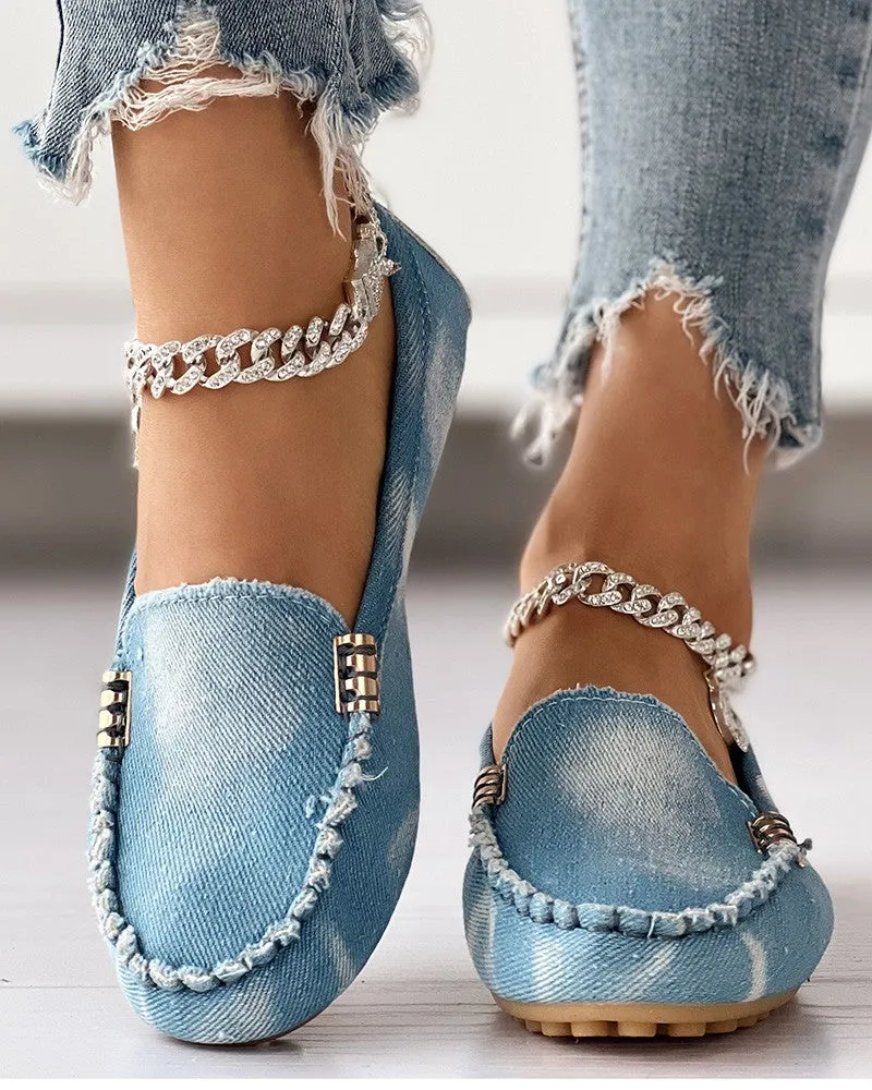 Ruched Detail Slip on Casual Work Loafers