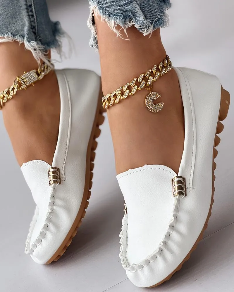 Ruched Detail Slip on Casual Work Loafers