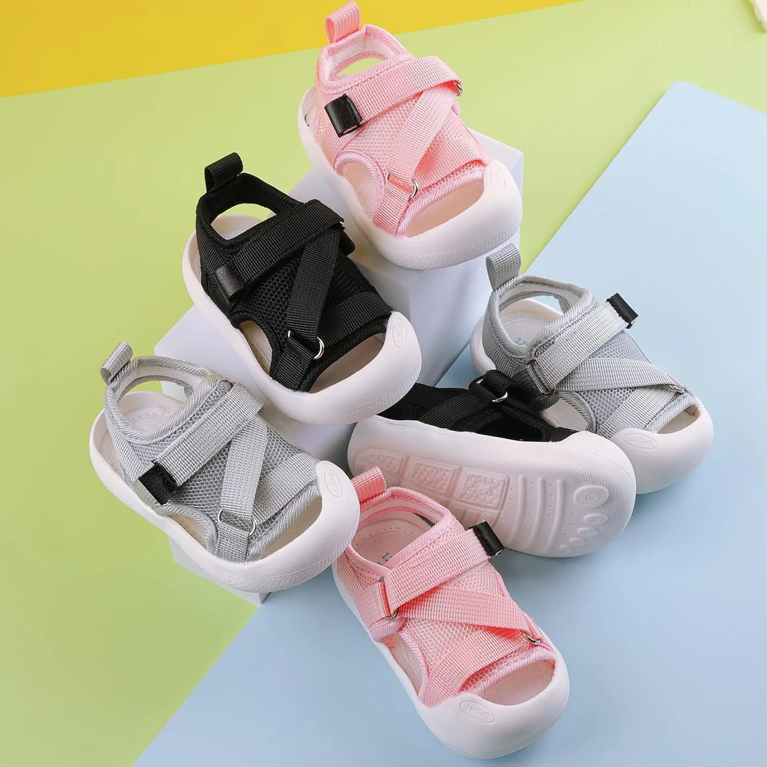 RVROVIC Boys Girls Athletic Sports Sandals Open-Toe Breathable Rubber Sole Beach Water Shoes for Toddler