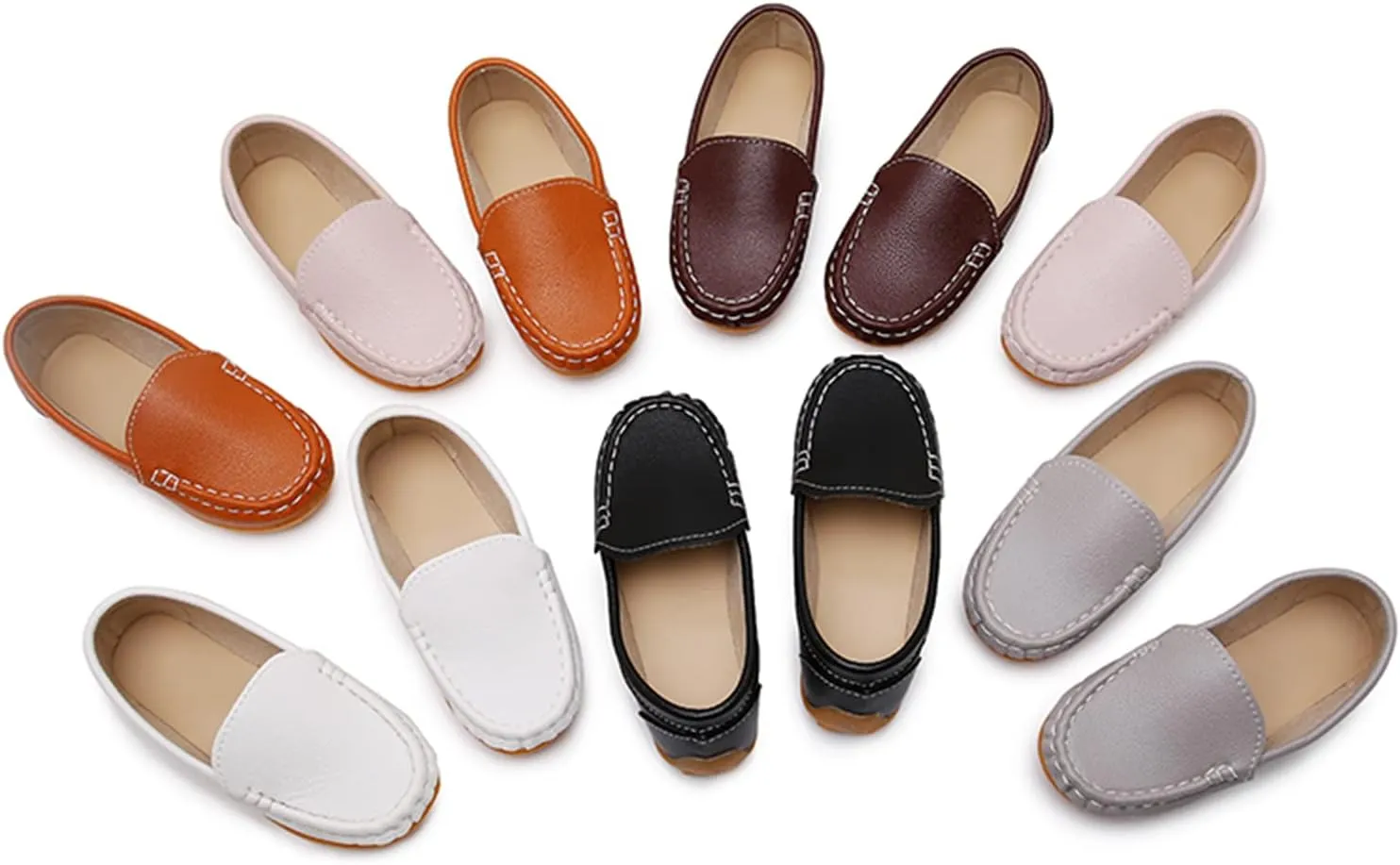 RVROVIC Kids Girls Boys Slip-on Loafers Oxford PU Leather Flats Shoes(Toddler/Little Kid)
