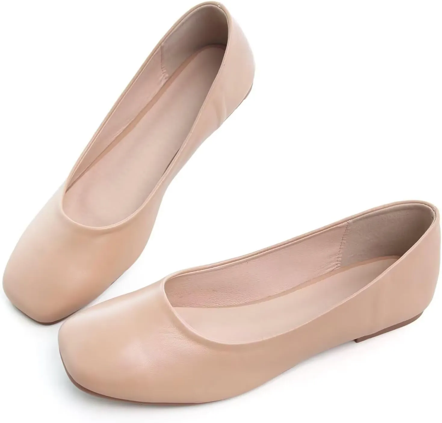 SAILING LU Flats for Women Comfortable Solid Color Soft Flats Square Toe Ballet Casual Work Shoes Dressy Slip-ons Loafers