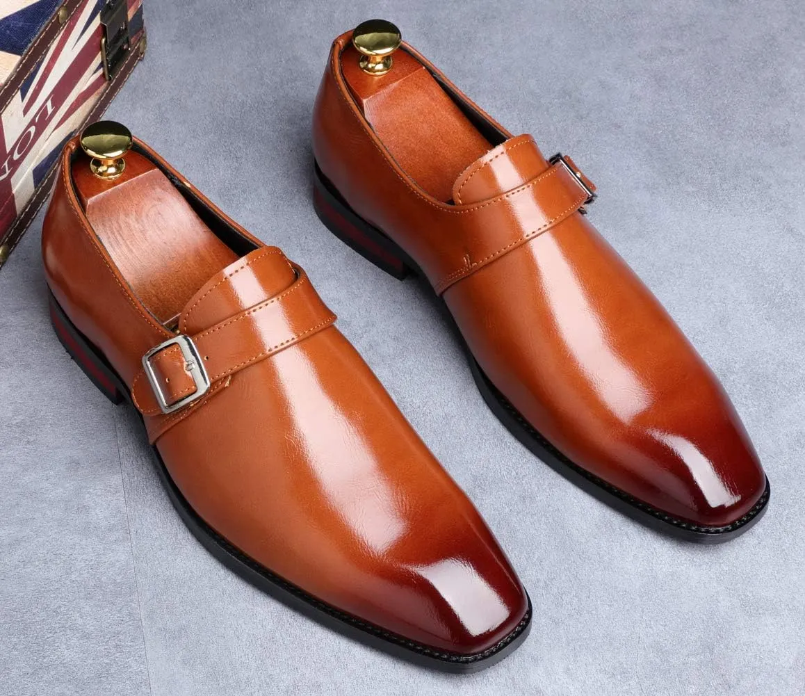 Santimon Mens Dress Shoes Moccasins for Men Slip On Leather Monk Straps Shoes Smoking Slipper Classic Vintage Loafers