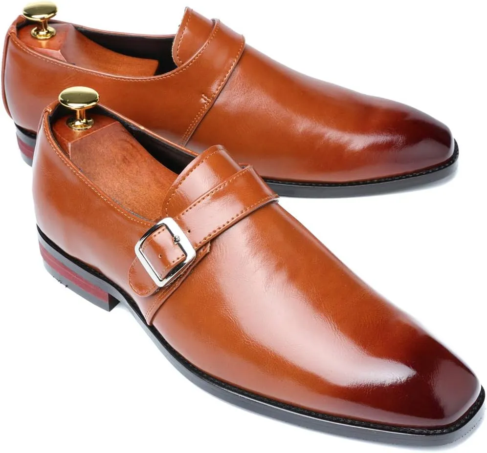 Santimon Mens Dress Shoes Moccasins for Men Slip On Leather Monk Straps Shoes Smoking Slipper Classic Vintage Loafers