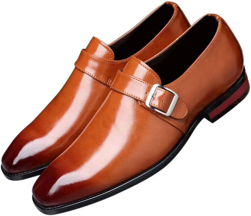 Santimon Mens Dress Shoes Moccasins for Men Slip On Leather Monk Straps Shoes Smoking Slipper Classic Vintage Loafers