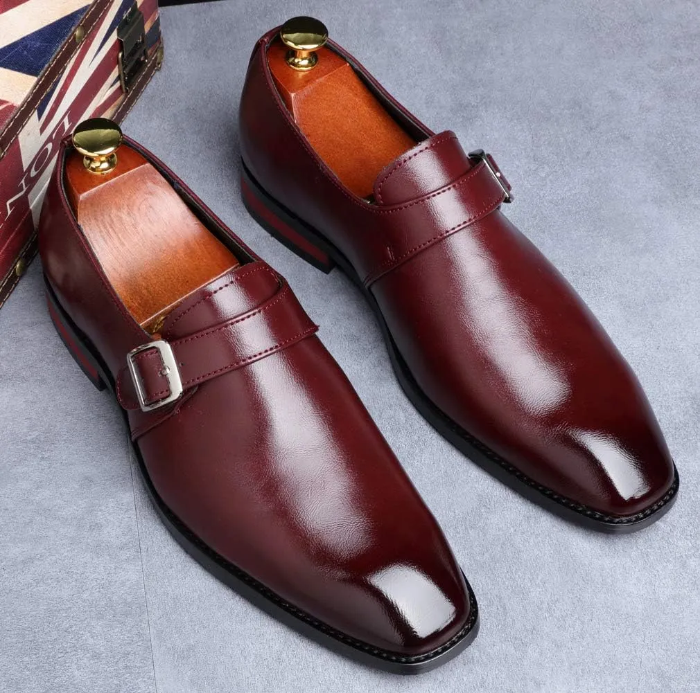 Santimon Mens Dress Shoes Moccasins for Men Slip On Leather Monk Straps Shoes Smoking Slipper Classic Vintage Loafers