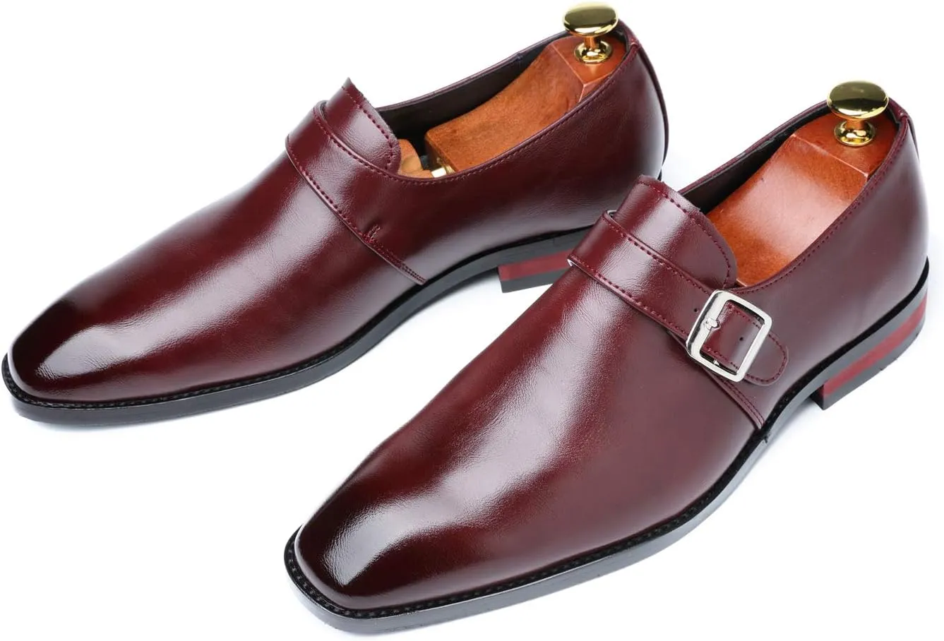 Santimon Mens Dress Shoes Moccasins for Men Slip On Leather Monk Straps Shoes Smoking Slipper Classic Vintage Loafers