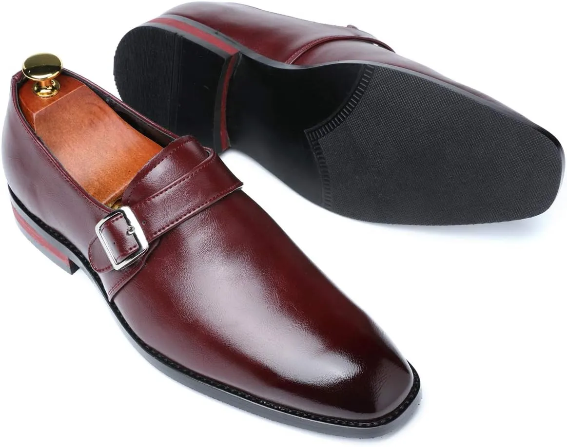 Santimon Mens Dress Shoes Moccasins for Men Slip On Leather Monk Straps Shoes Smoking Slipper Classic Vintage Loafers