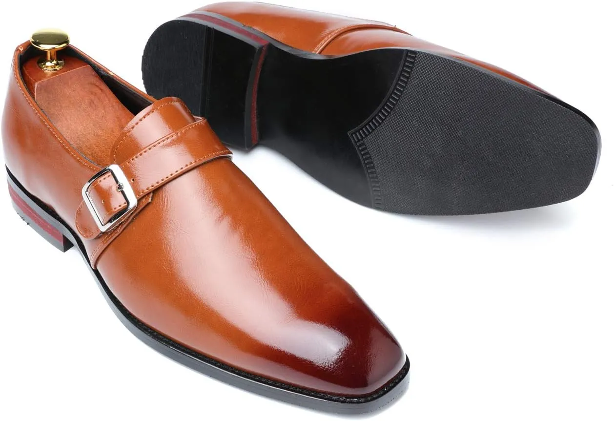 Santimon Mens Dress Shoes Moccasins for Men Slip On Leather Monk Straps Shoes Smoking Slipper Classic Vintage Loafers