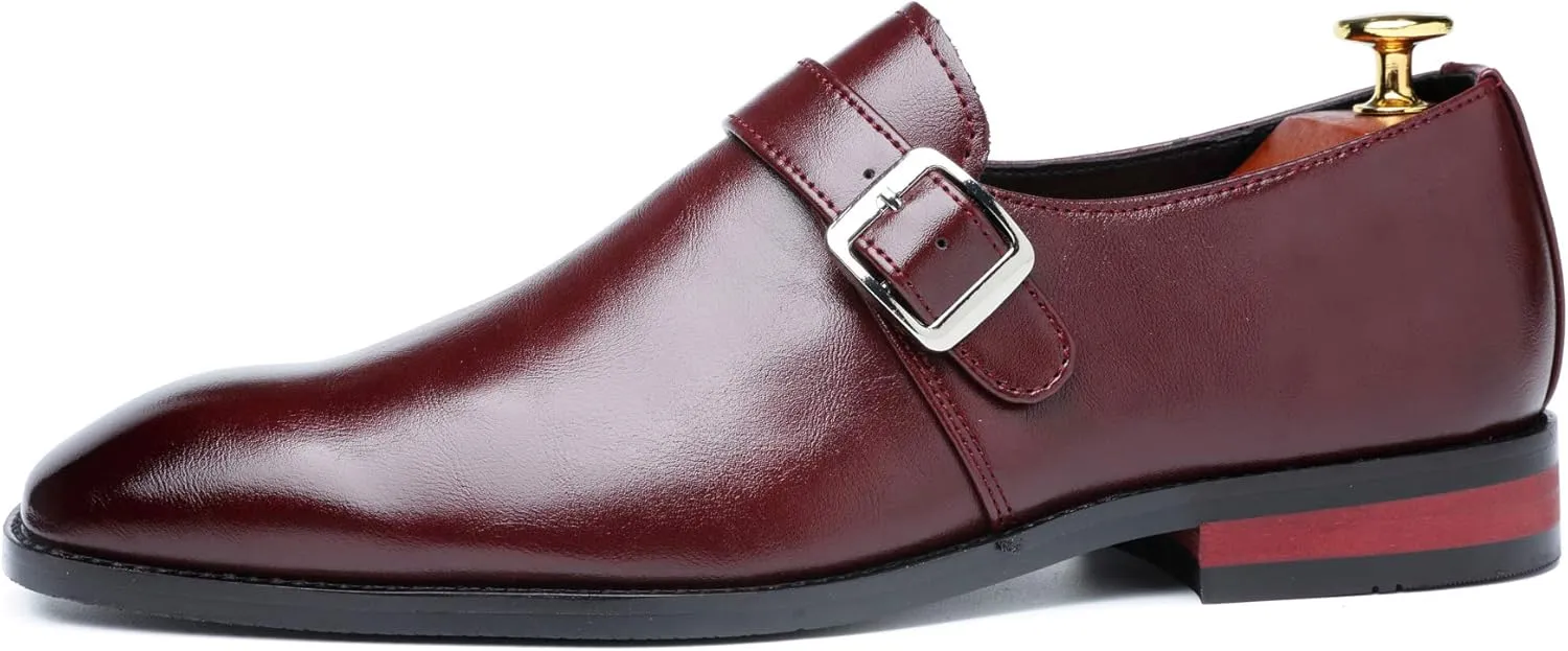 Santimon Mens Dress Shoes Moccasins for Men Slip On Leather Monk Straps Shoes Smoking Slipper Classic Vintage Loafers