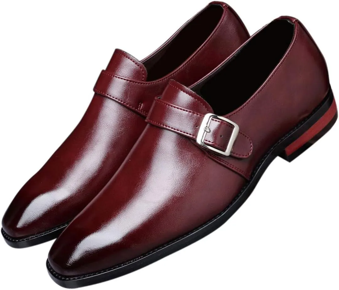 Santimon Mens Dress Shoes Moccasins for Men Slip On Leather Monk Straps Shoes Smoking Slipper Classic Vintage Loafers