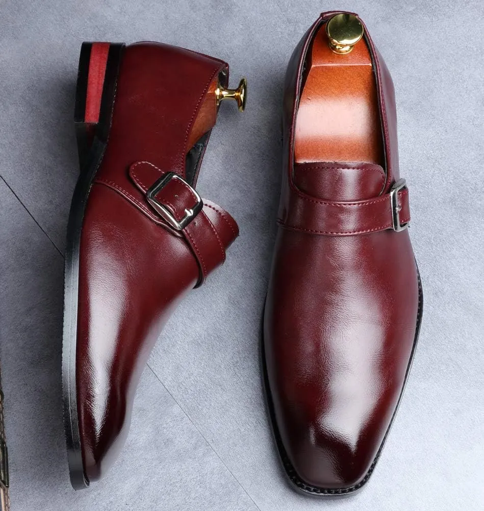 Santimon Mens Dress Shoes Moccasins for Men Slip On Leather Monk Straps Shoes Smoking Slipper Classic Vintage Loafers